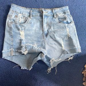 Denim high waisted jean shorts